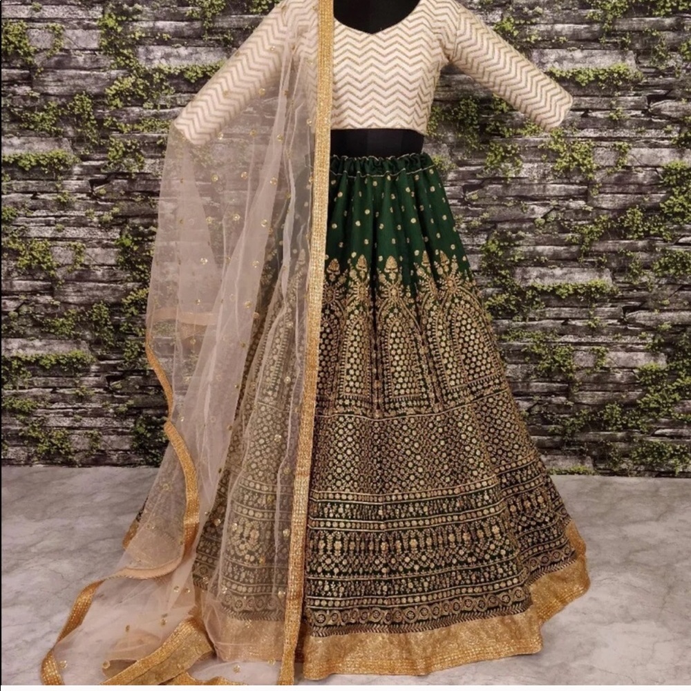 GREEN AND GOLD INDIAN DRESS LEHENGA